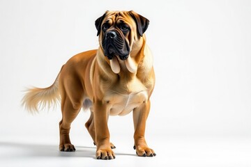 Obraz premium Majestic mastiff, powerful stance, white background, breed, isolated