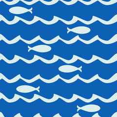 Vector illustration of ocean waves lines, stripes, collage, geometric, patterned paper, ocean, tropical beach, ethnic, retro, vintage, summer holiday design element for print design, seamless, modern.