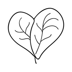 heart leaf icon, heart leaf line art - simple line art of heart leaf, perfect for heart leaf logos and icons