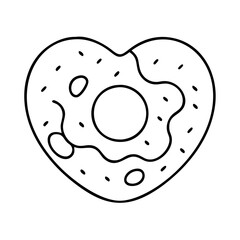 heart shaped doughnut icon, heart shaped doughnut line art - simple line art of heart shaped doughnut, perfect for heart shaped doughnut logos and icons