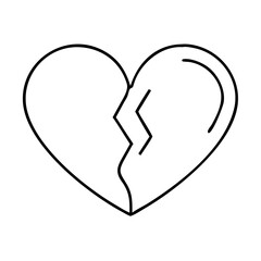 heart split in two halves icon, heart split in two halves line art - simple line art of heart split in two halves, perfect for heart split in two halves logos and icons