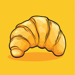 cartoon Croissant no details solid background bright