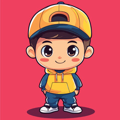 cute Actress boy mascot pfp cartoon no details solid background bright