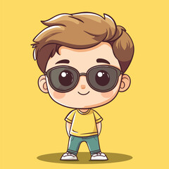 cute Actress boy mascot pfp cartoon no details solid background bright