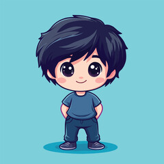 cute Actress boy mascot pfp cartoon no details solid background bright