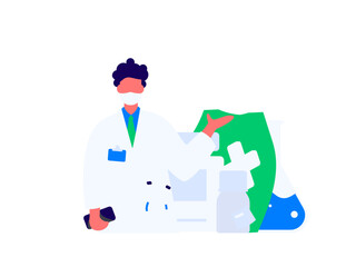 Medical characters fighting the epidemic flat vector concept operation hand drawn illustration
