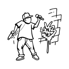 hip hop graffiti icon, hip hop graffiti line art - simple line art of hip hop graffiti, perfect for hip hop graffiti logos and icons