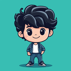 cute Actress boy mascot pfp cartoon no details solid background bright