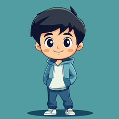 cute Actress boy mascot pfp cartoon no details solid background bright