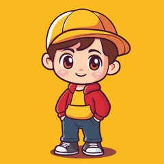 cute Actress boy mascot pfp cartoon no details solid background bright