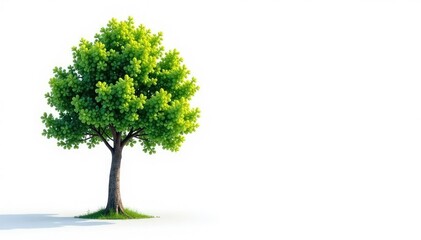 Obraz premium Single, young tree isolated on pure white backdrop, sapling, plant, seedling
