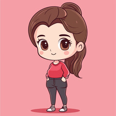 cute Actress girl mascot pfp cartoon no details solid background bright