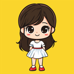 cute Actress girl mascot pfp cartoon no details solid background bright