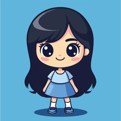 cute Actress girl mascot pfp cartoon no details solid background bright