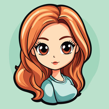 cute Actress girl mascot pfp cartoon no details solid background bright