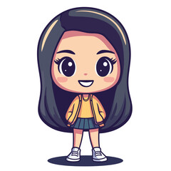 cute Actress girl mascot pfp cartoon no details solid background bright