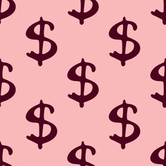 Fototapeta premium Seamless pattern with dollar currency symbol for decorative print, wrapping paper, greeting cards, wallpaper and fabric