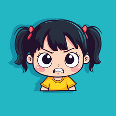 cute afraid girl mascot pfp cartoon no details solid background bright