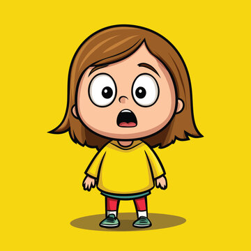cute afraid girl mascot pfp cartoon no details solid background bright
