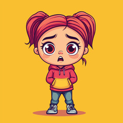 cute afraid girl mascot pfp cartoon no details solid background bright