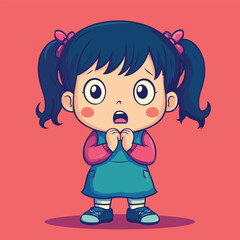 cute afraid girl mascot pfp cartoon no details solid background bright