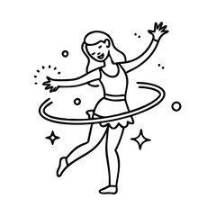 hula hoop dancer icon, hula hoop dancer line art - simple line art of hula hoop dancer, perfect for hula hoop dancer logos and icons