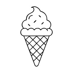 ice cream cone icon, ice cream cone line art - simple line art of ice cream cone, perfect for ice cream cone logos and icons
