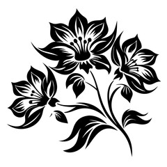Elegant Floral Vector Design with Detailed Lush Flowers and Leaves