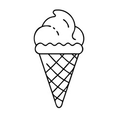 ice cream cone icon, ice cream cone line art - simple line art of ice cream cone, perfect for ice cream cone logos and icons