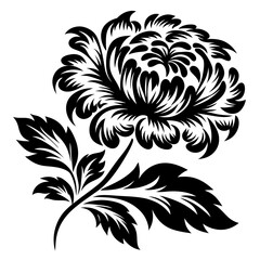 Chrysanthemum Floral Vector Design with Leaves