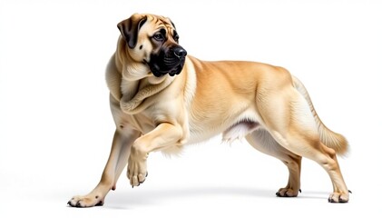 Obraz premium Majestic mastiff, powerful stance, white background, isolated, dog