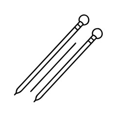 knitting needles icon, knitting needles line art - simple line art of knitting needles, perfect for knitting needles logos and icons