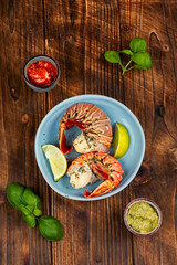 Roasted large lobster tail.