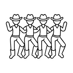 line dancing group icon, line dancing group line art - simple line art of line dancing group, perfect for line dancing group logos and icons