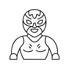lucha libre wrestler icon, lucha libre wrestler line art - simple line art of lucha libre wrestler, perfect for lucha libre wrestler logos and icons
