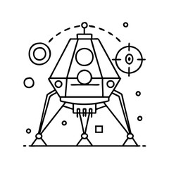 lunar lander icon, lunar lander line art - simple line art of lunar lander, perfect for lunar lander logos and icons