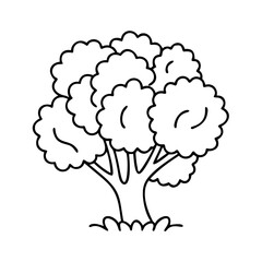 lush green tree icon, lush green tree line art - simple line art of lush green tree, perfect for lush green tree logos and icons