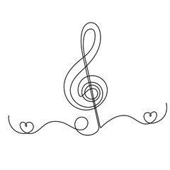 Music note icon   continuous one line drawing of outline vector illustration 