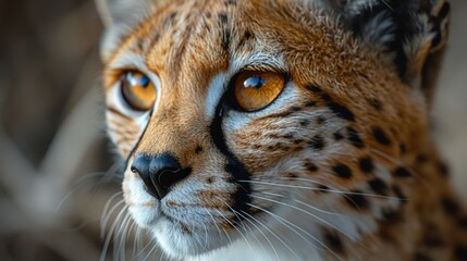 Obraz premium Captivating close-up showcasing the striking detail of a cheetah's face