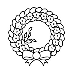 memorial wreath icon, memorial wreath line art - simple line art of memorial wreath, perfect for memorial wreath logos and icons