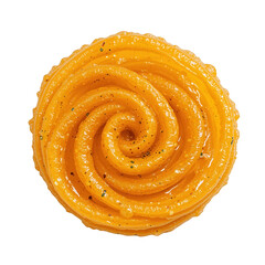 Fototapeta premium Crispy jalebi swirled in golden spirals, soaked in glistening saffron syrup, offers delightful treat