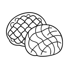 mexican bread pan dulce icon, mexican bread pan dulce line art - simple line art of mexican bread pan dulce, perfect for mexican bread pan dulce logos and icons