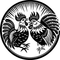 Fototapeta premium black and white rooster