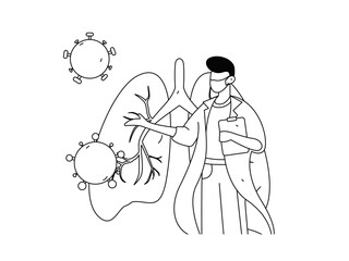Medical characters fighting the epidemic flat vector concept operation hand drawn illustration
