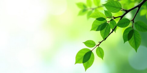 Obraz premium Fresh green leaves and twigs isolated on white background, isolated, forest