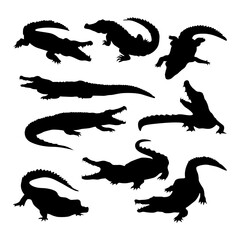 Naklejka premium crocodile silhouette vector set collection