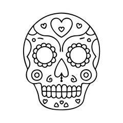 mexican skull sugar skull icon, mexican skull sugar skull line art - simple line art of mexican skull sugar skull, perfect for mexican skull sugar skull logos and icons