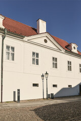 Vintage style building with red tiled roof
