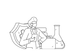 Medical characters fighting the epidemic flat vector concept operation hand drawn illustration
