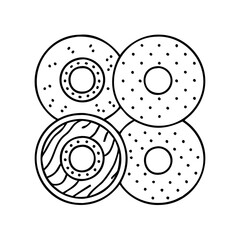 mini doughnuts icon, mini doughnuts line art - simple line art of mini doughnuts, perfect for mini doughnuts logos and icons